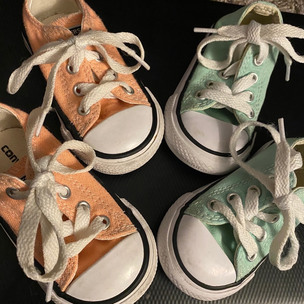 Converse (2 pairs) Melon & Teal Baby Girl size 4
